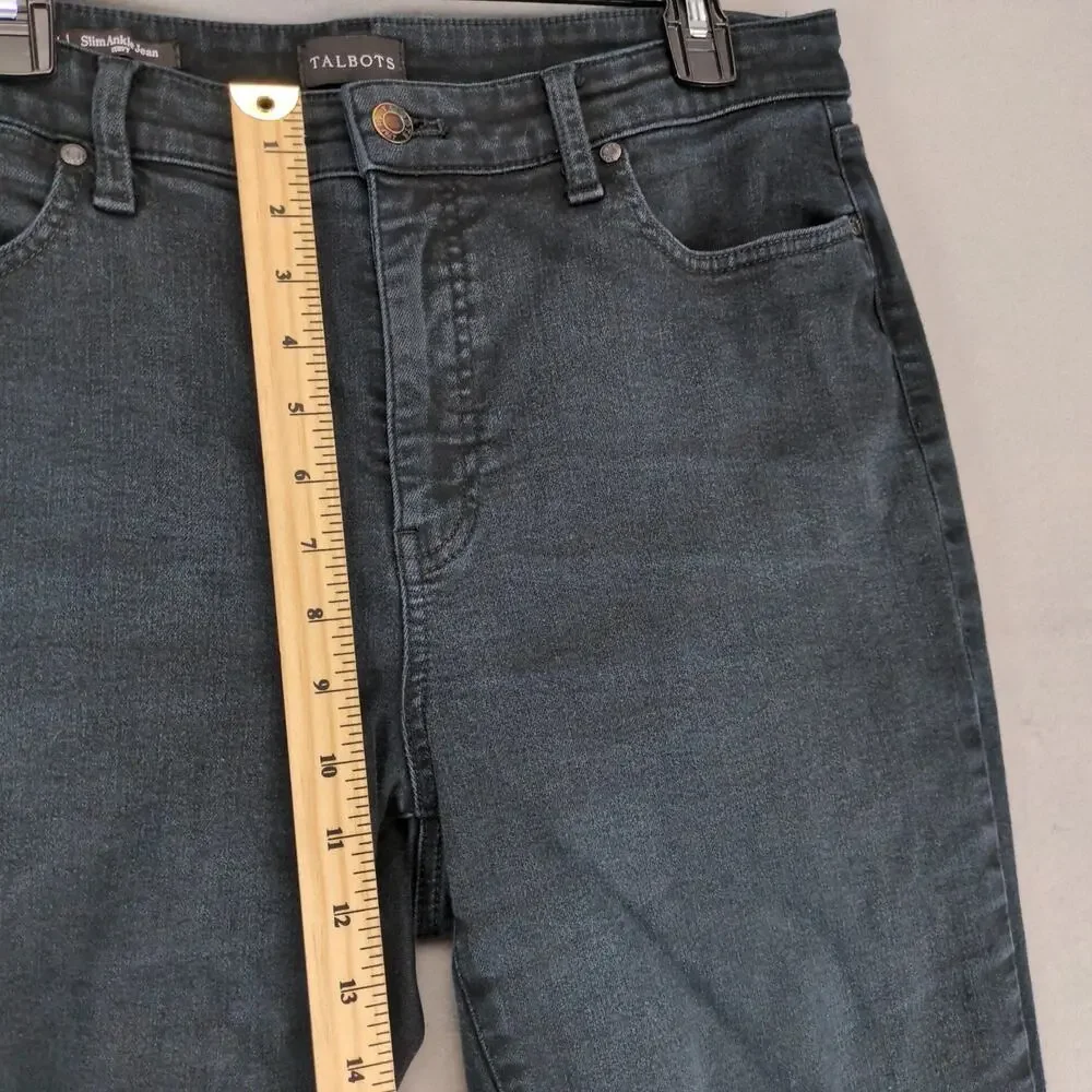 Talbots‎ Slim Ankle Jean Curvy Women's Plus 14 Black Stretch Denim 34x27